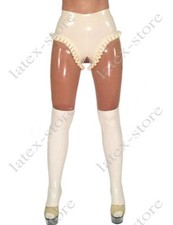 Latex Gummi Rubber high waist ruffles crotch hole Leggings pants customized 502