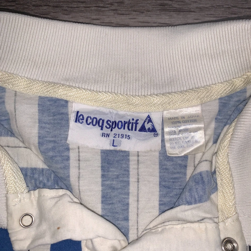 Vintage Le Coq Sportif French Open Striped Tennis Polo Shirt Sz. M Japan - Image 3 of 4
