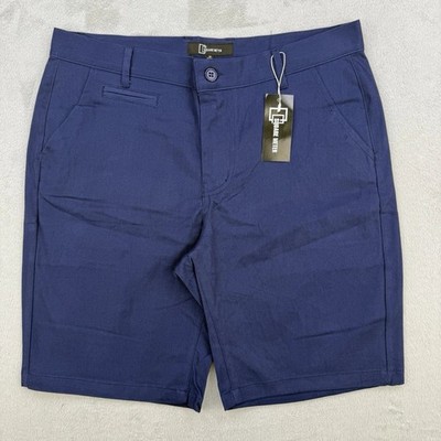 Square Meter Shorts Mens 2XL Navy Blue Chino Flat Front Stretch Cotton Blend