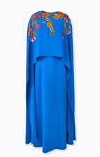 carolina herrera Embroidered Cape-Front Caftan, BLUEBELL MULTI, Size 4-10, BNWT