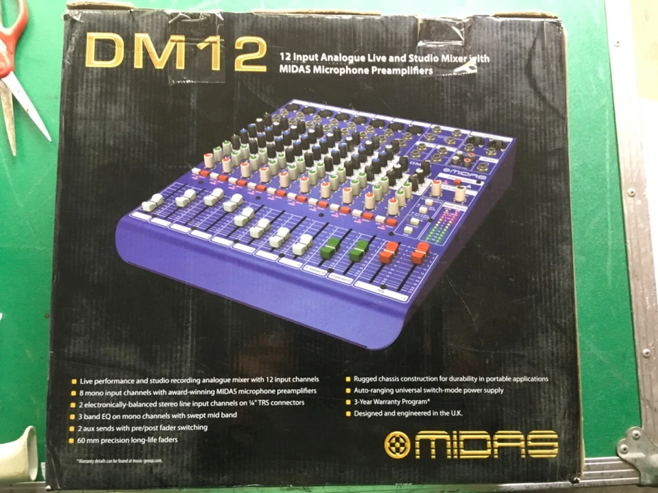 Midas DM12 12 Input Analog Live and Studio Mixer with Microphone Preamplifier - Image 2 of 3