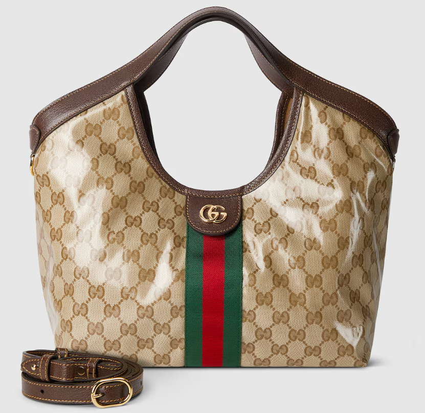 NEW GUCCI Giglio Sand & Brown GG Fabric Small Tote Bag 860845 Japan Authentic