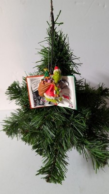 Dr. Seus How The Grinch Stole Christmas Figure/Book Ornament  Grinch