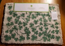 Storehouse St. Patrick's Day Set of 4 Placemats 13"x19" Irish Green Shamrocks