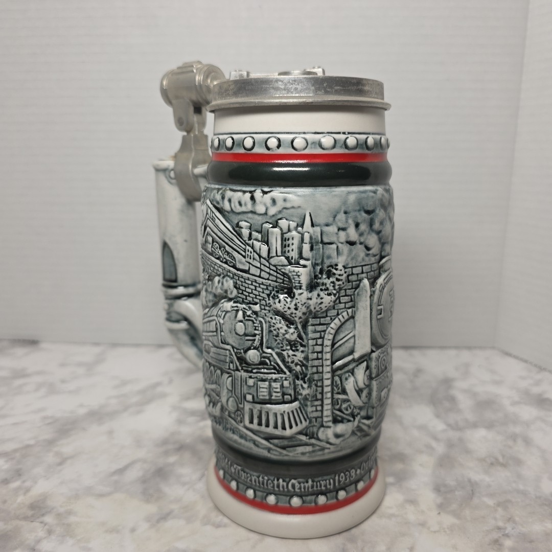 Vintage 1982 Avon Age of the Iron Horse Lidded Beer Stein Train Loco. Ceramic