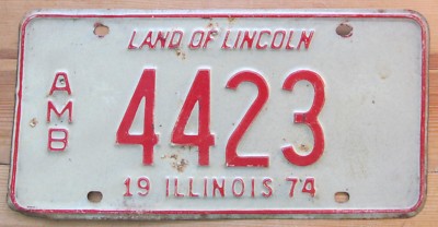Illinois 1974 AMBULANCE License Plate # 4423 | eBay