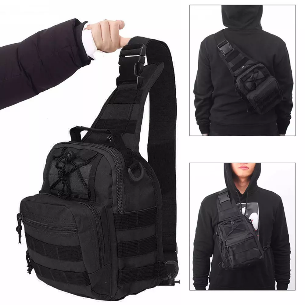 Black tactical sling bag hotsell