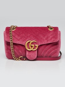 Gucci Pink Velvet GG Marmont Small Metelasse Shoulder Bag | eBay