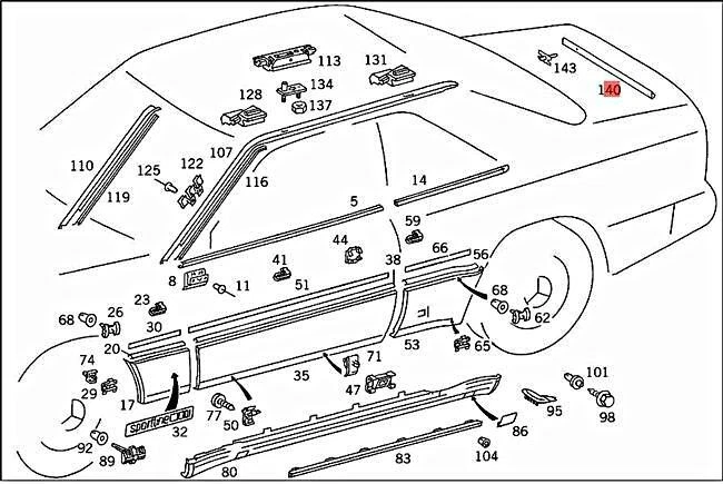 Genuine MERCEDES C124 W124 Coupe Sedan Protective Strip 1246902762 