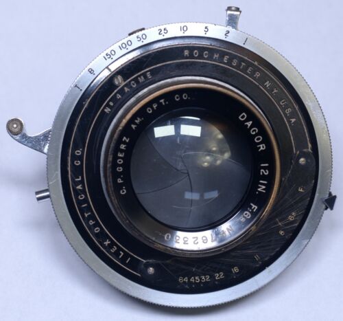 <TEL QUEL> objectif à obturateur grand format optique vintage Goerz DAGOR 12 pouces f/6,8  - Photo 1/10