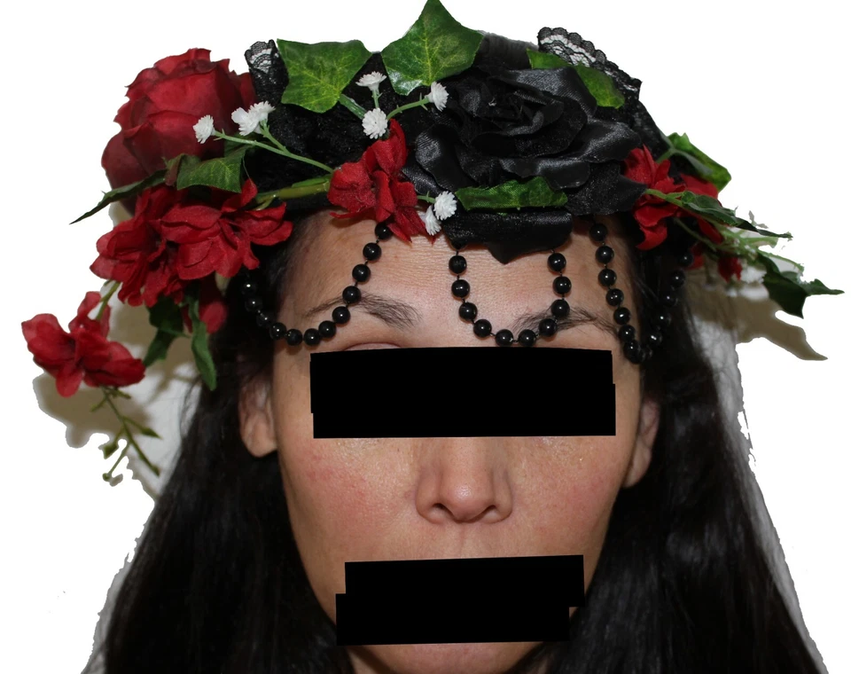 Adivino Gitano Victoriano Flor Corona Día de Muertos DOD Disfraz Accesorio Foto 2 de 4