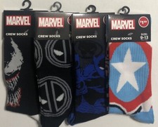 New Disney Marvel Lot of 4 Crew Socks Size: 9-13 The Avengers Deadpool Venom 