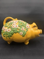 MCM Giant Floor Piggy Bank Floral Flowers Yellow Universal Statuary 1976 READ