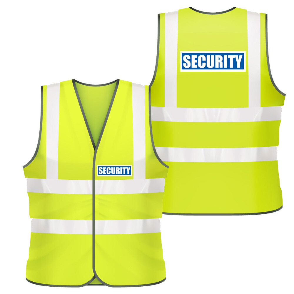 SECURITY Hi Vis Vest Blue White Print All Sizes Hi Viz