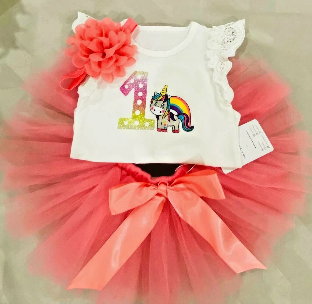 Baby girl first store birthday unicorn outfit