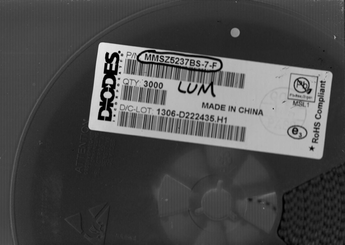 MMSZ5237BS7F Diodes Inc DIODE ZENER 8.2V 200MW SOD323 **LOT OF 1700