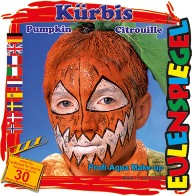 Eulenspiegel Motiv-Set Kürbis, Schmink-Set Kürbis mit Schmink-Anleitung,1 Pinsel