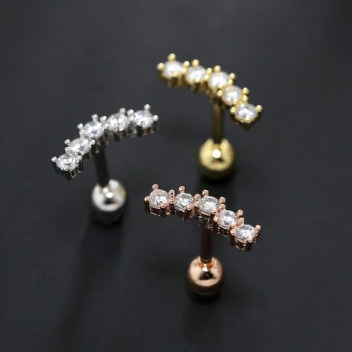 Gem Crystal Ear Cartilage Helix Ring Bar Stud Ear Cuff Climber Piercing Earring - Picture 78 of 268