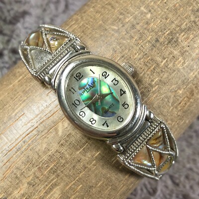 LA Express Women Abalone Shell Expansion Gemstone Oval Quartz Watch 6 1/4''Read!