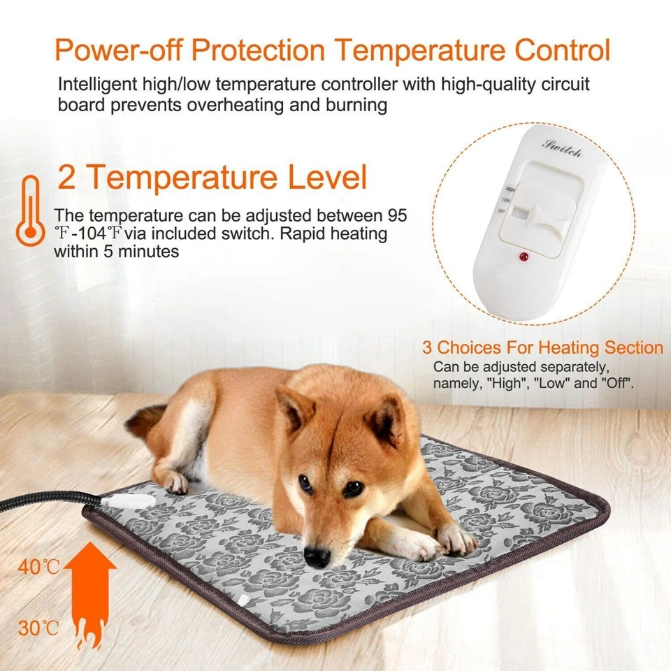 Almohadilla térmica para mascotas gatos eléctrica exterior perro calentador cama alfombrilla con resistente a la masticación EE. UU. Foto 4 de 4