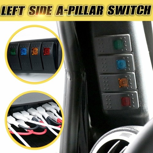 Left Side A Pillar Switch Pod Panel 4 Pod Rocker Switches For Jeep Wrangler JK E - Foto 4