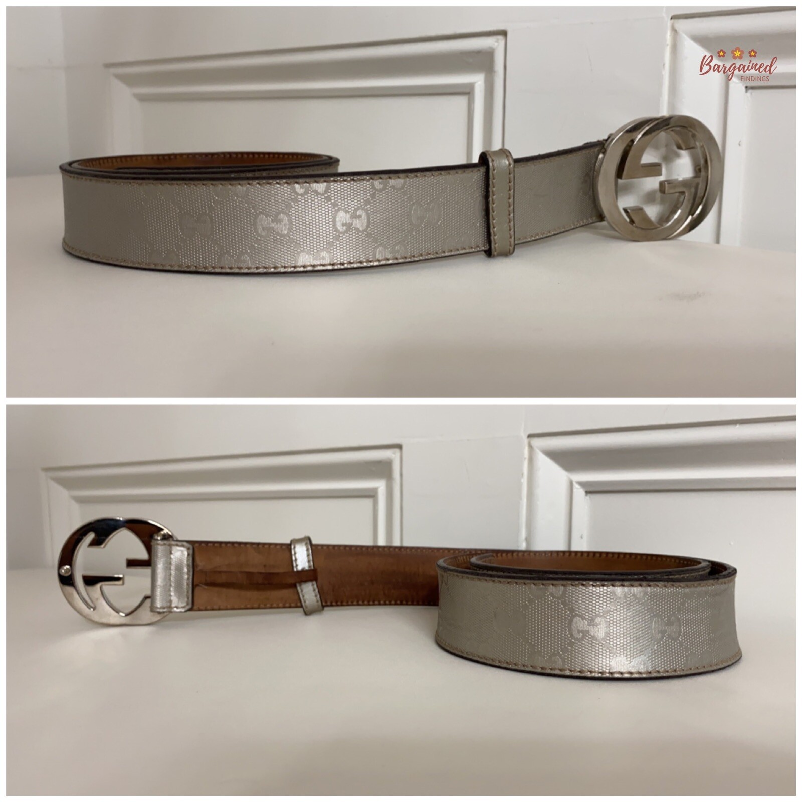 Authentic Gucci Silver Imprime Monogram Leather I… - image 10