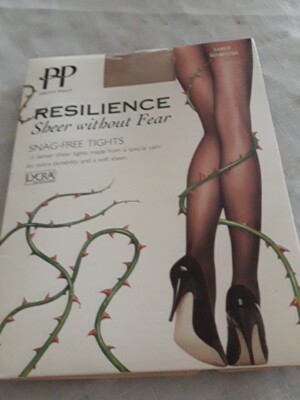 Pretty Polly Resilience 15 denier sheer Sunblush nylon tights. Size Large 
