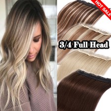 US Thick One Piece 100 Real Hair Clip In REMY Human Hair Extensions Silk Long