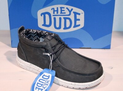 HEY DUDE Slipper Canvas Stoff Halbschuhe Slip On - WALLY MID CANVAS Grey - Neu !