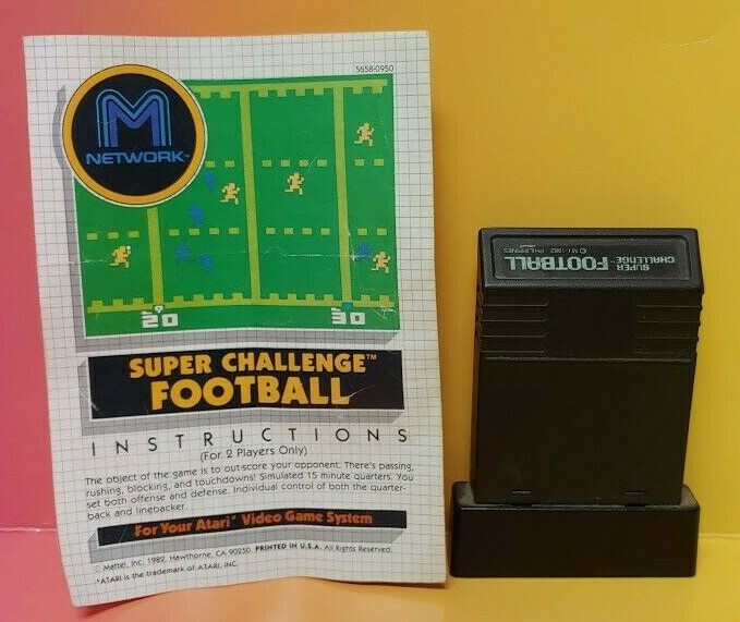 Atari 2600 Super Challenge Football Game & Instruction Manual Tested Works Rare