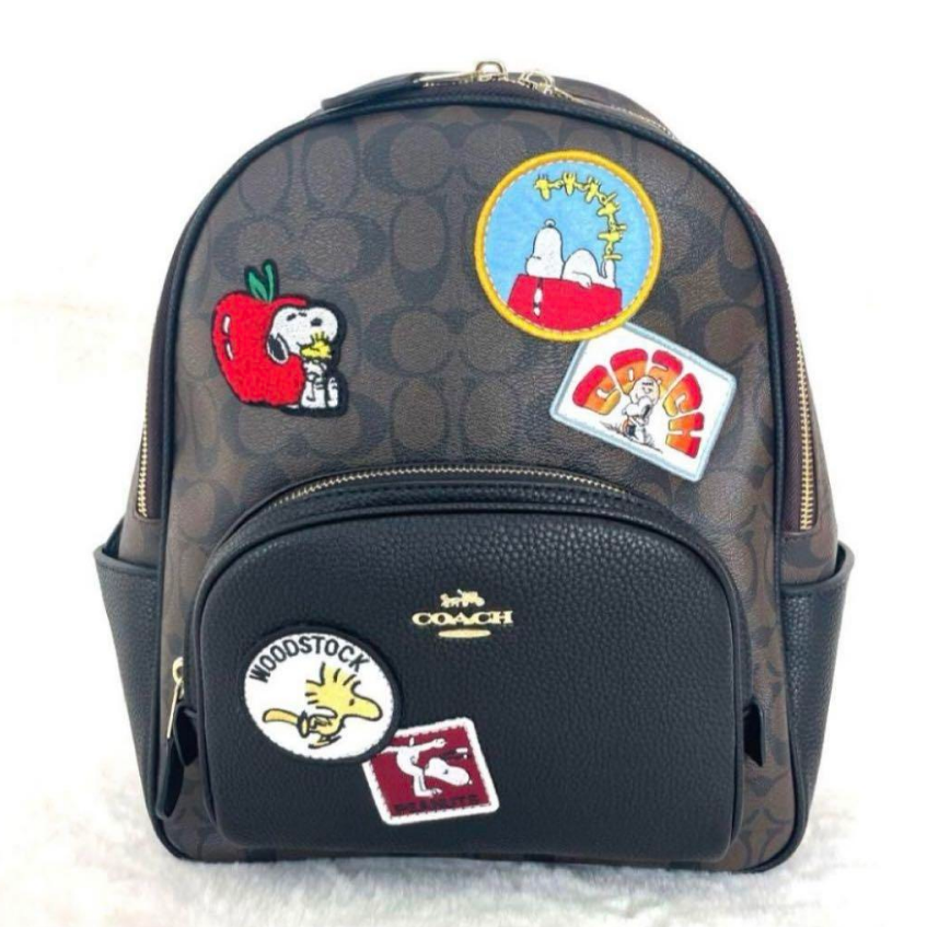 【新品未使用】 COACH C4115 ブラウン ホワイト スヌーピー リュック 新作♪コーチ♪ピーナッツ コラボ スヌーピーバックパック 偽物