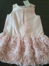 Janie  Jack Girls NWT size 2 peach silk dress rosette bottom wedding party