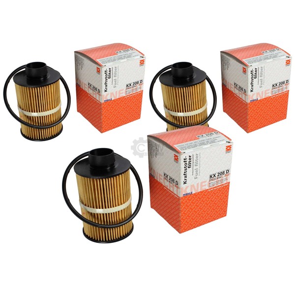 3X Mahle / Knecht KX 208D Kraftstofffilter Filter Fuel-image
