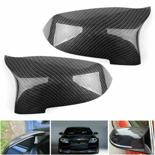 Pair Carbon Fiber Rearview Mirror Covers For BMWF10/F11/ F18 LCI Sedan 2014-17