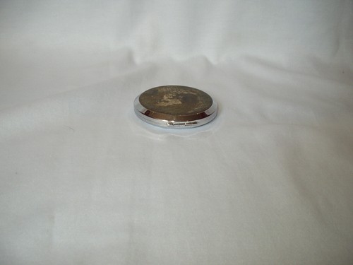 ELEGANCE Vintage japanisches Make-up KOMPAKT silberfarben PFAUEN Design mit Spiegel - Bild 5 von 9