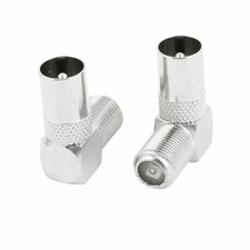 2 Pcs F-Type Female to PAL Male TV Coax Right Angle Connector Adapter Connectors
