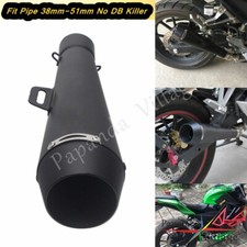 Black Exhaust Pipe Muffler Slip on 38mm-51mm Pipe For Honda Suzuki Kawasaki BMW