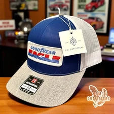 Retro Vintage Goodyear Eagle Richardson 112 Blue White Gray Trucker Snapback Hat