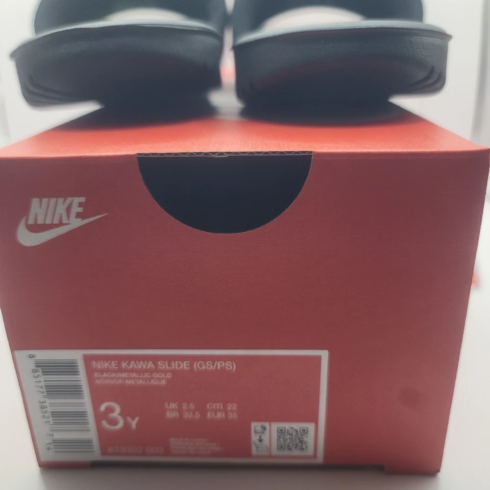 SANDALIA NIKE KAWA SLIDE GS 819352-003 NEGRA/DORADA METÁLICA JÓVENES NIÑOS TOBOGANES 3Y Foto 3 de 4