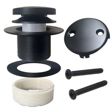 Universal Matte Black Tub Drain and Overflow Kit - Complete 2-Hole