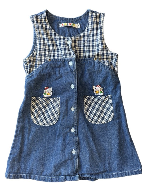 Vintage Y2K Kids R Us by Baby Cecil Denim Tie-Back Embroidered Dress Size 6