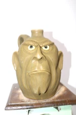 dal burtchaell  face jug, pottery, folk art      ( 10'' t x 7'' w)