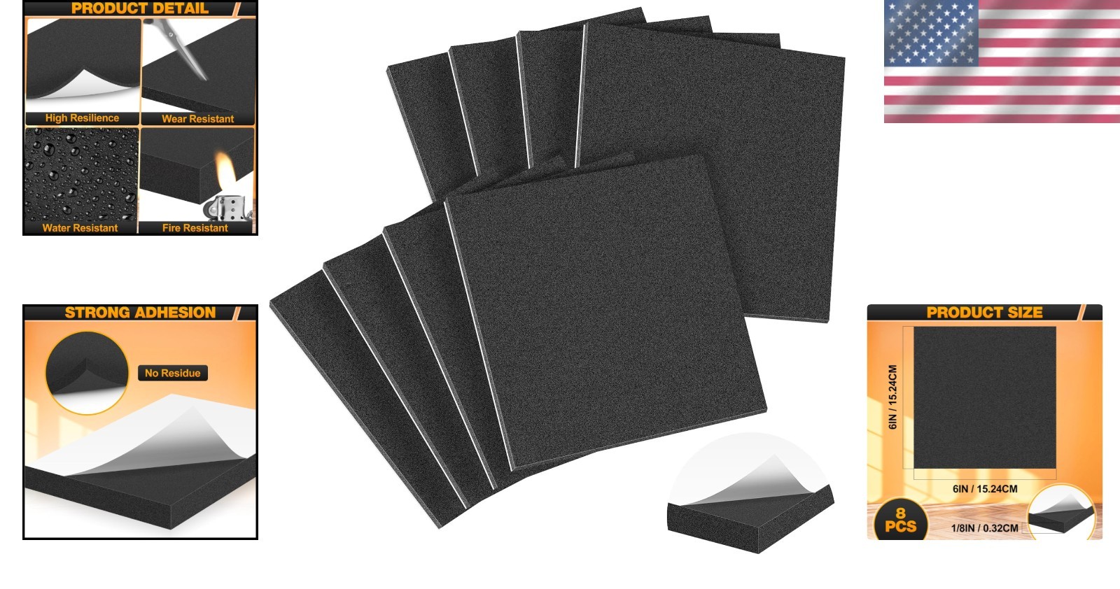 MYFAMIREA 8 PCS Adhesive Foam Padding Sheets Closed Cell Self Adhesive Sticky Fo