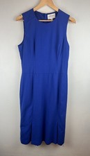Canvas Lands End 100% Wool Sheath Dress Sz 10 Blue Lined Preppy Career Classic