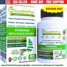 Best Moringa Oleifera Capsules 10700 MG & Black Pepper Maximum Benefits 90ct
