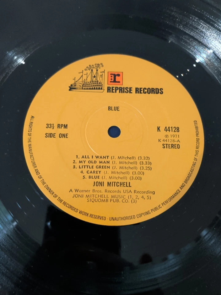 JONI MITCHELL - Blue. UK Reprise LP. 1971 A1/B1 Original. Blue Inner. Textured - Image 3 of 4