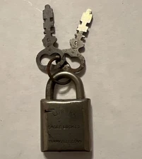 Vintage EAGLE LOCK CO. Working Brass EUREKA 8A4 Padlock 2x Keys Terryville Conn