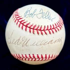 Ted Williams and Bob Feller Signed Official American League Baseball. JSA