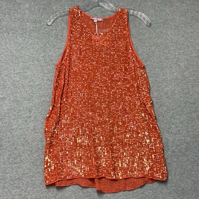 Calypso St Barth Coral Sequin Sleeveless Tala Top NWT $295 Size XS Chic Evening