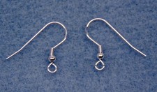 24 each Silver Plated Stainless Steel Ear Wires Hooks w/ Bead  Coil  24mm post